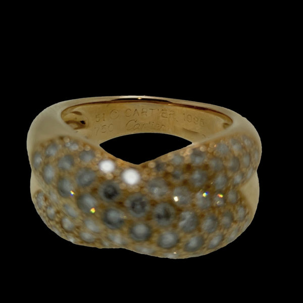 BAGUE CARTIER 1995 COLISEE DEUX ANNEAUX OR JAUNE 18K SERTIE DE 2 CARATS DE DIAMANTS TAILLE 51 – Image 7