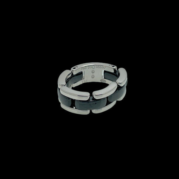 BAGUE CHANEL ULTRA OR GRIS 18K ET CERAMIQUE NOIR TAILLE 51 – Image 2