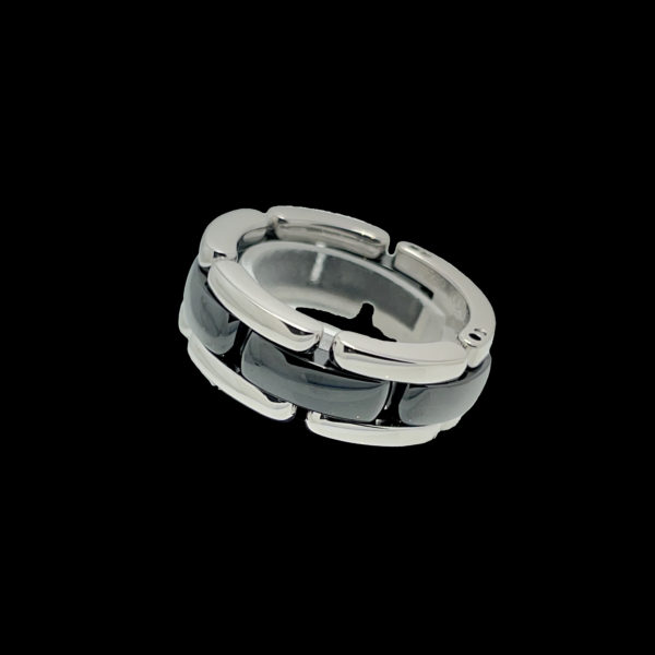 BAGUE CHANEL ULTRA OR GRIS 18K ET CERAMIQUE NOIR TAILLE 51 – Image 5