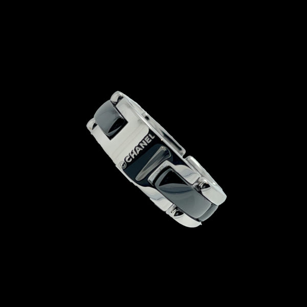 BAGUE CHANEL ULTRA OR GRIS 18K ET CERAMIQUE NOIR TAILLE 51 – Image 6