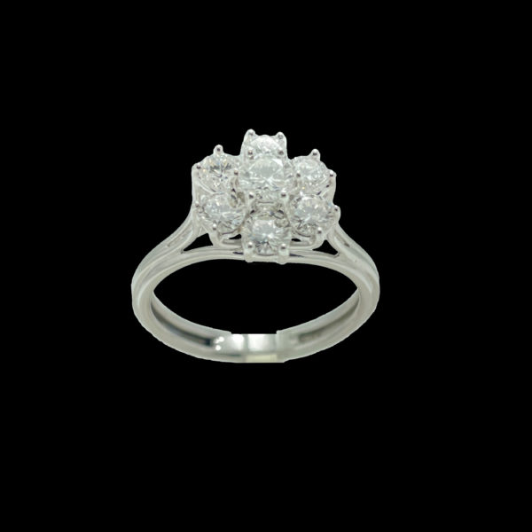 BAGUE OR GRIS 18K FLEUR SERTIE DE 7 DIAMANTS TAILLE 53/54 – Image 7
