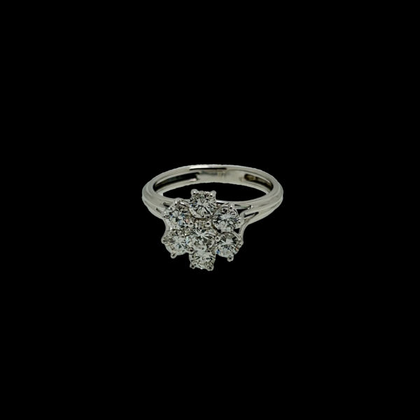 BAGUE OR GRIS 18K FLEUR SERTIE DE 7 DIAMANTS TAILLE 53/54 – Image 5