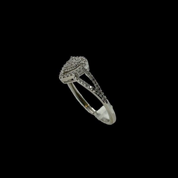 BAGUE OR GRIS 18K POIRE SERTIE DE 0,20CTS DIAMANTS TAILLE 51/52 – Image 2