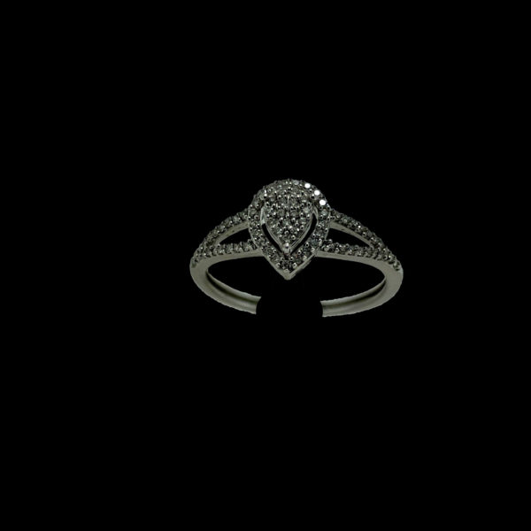 BAGUE OR GRIS 18K POIRE SERTIE DE 0,20CTS DIAMANTS TAILLE 51/52 – Image 3