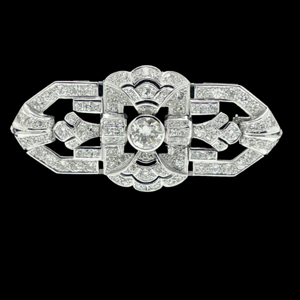 BROCHE ART DECO PLATINE 950 ET 113 DIAMANTS