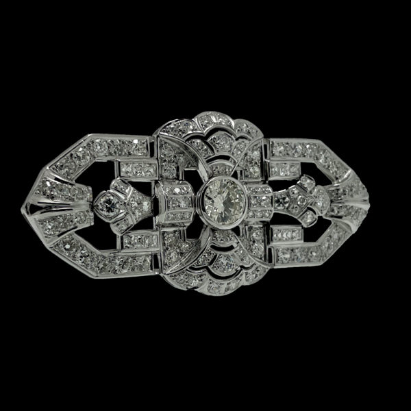 BROCHE ART DECO PLATINE 950 ET 113 DIAMANTS – Image 6