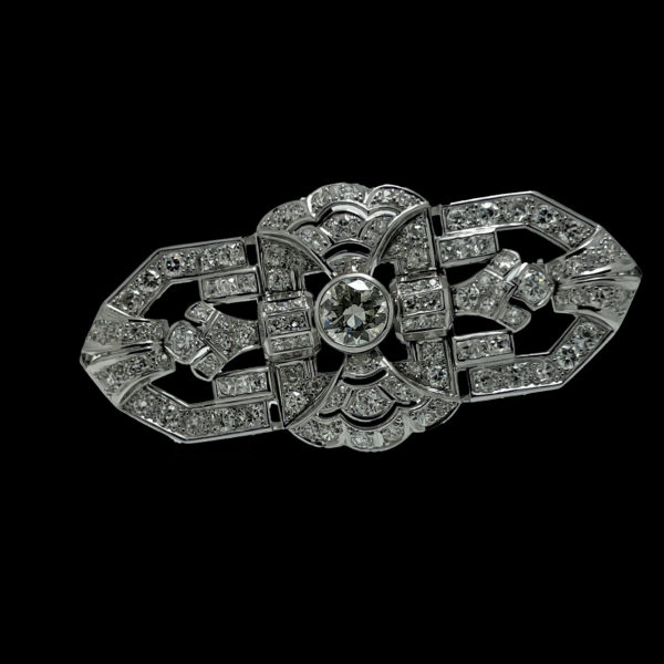 BROCHE ART DECO PLATINE 950 ET 113 DIAMANTS – Image 7