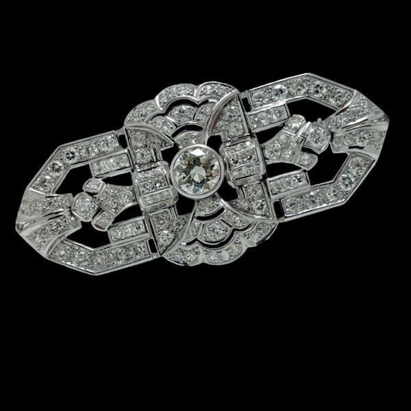 BROCHE ART DECO PLATINE 950 ET 113 DIAMANTS – Image 8