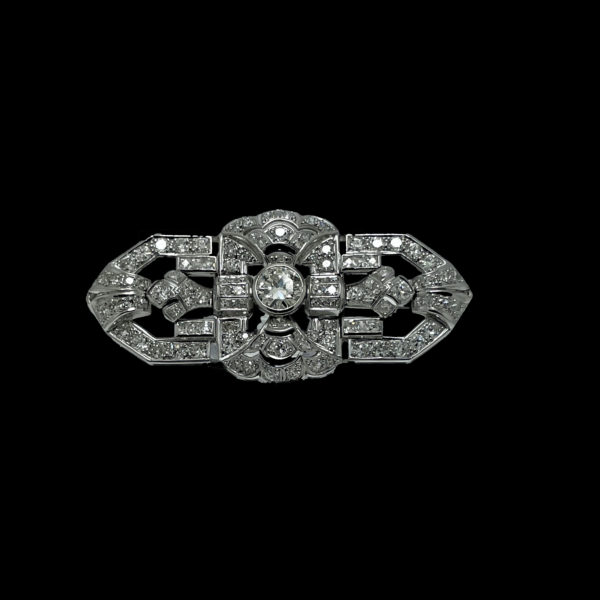 BROCHE ART DECO PLATINE 950 ET 113 DIAMANTS – Image 9