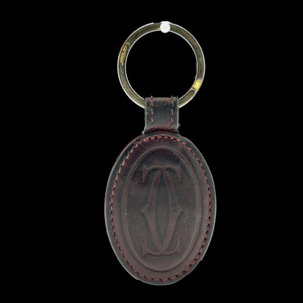 ACCESSOIRES PORTE-CLES CARTIER LOGO DOUBLE "C" CUIR BORDEAUX