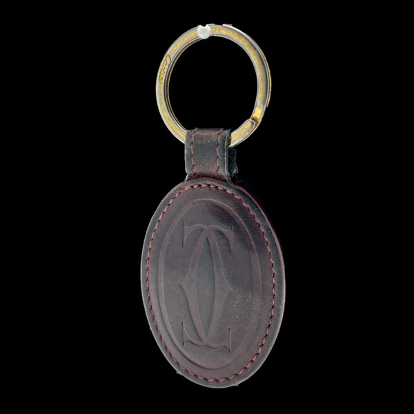 ACCESSOIRES PORTE-CLES CARTIER LOGO DOUBLE "C" CUIR BORDEAUX – Image 4
