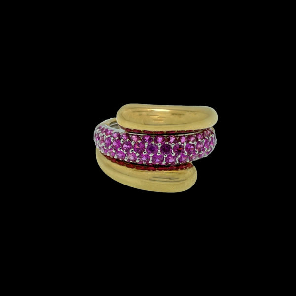 BAGUE ADLER CAMELEON DUO DE BAGUES INTERCHANGEABLES AVEC 6 BAGUES SERTIE DE PIERRES OR GRIS/JAUNE 18K – Image 5