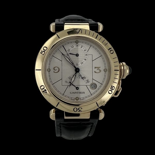 Cartier Pasha Dual Time Reserve de Marche OR Jaune 750 Ref: 2395