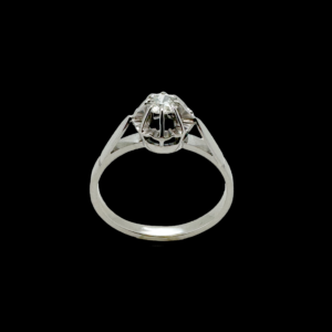 BAGUE SOLITAIRE VINTAGE DIAMANT TAILLE ANCIENNE OR GRIS 750
