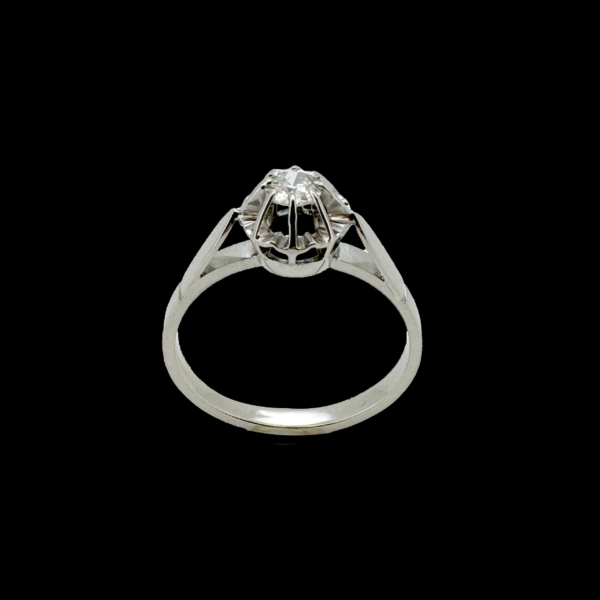 BAGUE SOLITAIRE VINTAGE DIAMANT TAILLE ANCIENNE OR GRIS 750
