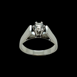 BAGUE SOLITAIRE OR GRIS 750 ET DIAMANT 0,30CT.