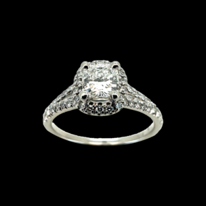 BAGUE SOLITAIRE DE AGUA DE ORO OR GRIS 750 SERTIE D'UN DIAMANT TAILLE COUSSIN