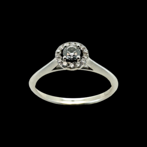 BAGUE SOLITAIRE EN OR GRIS 18K SERTIE DE DIAMANTS