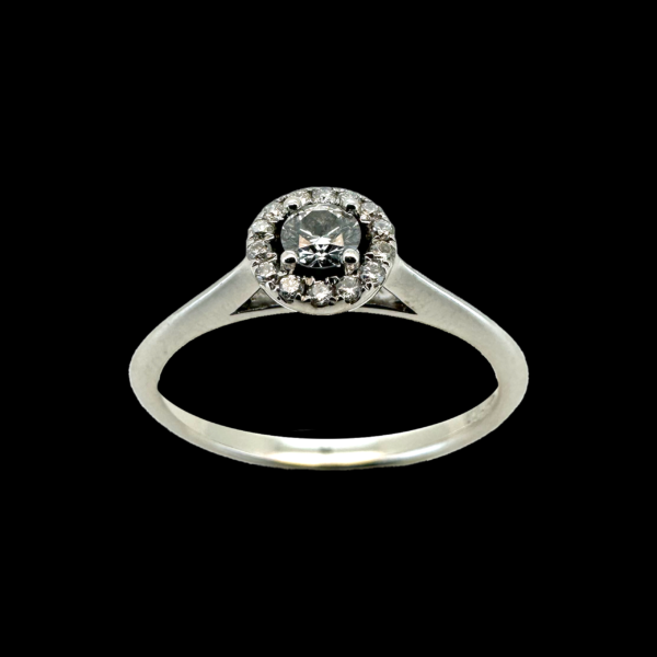 BAGUE SOLITAIRE EN OR GRIS 18K SERTIE DE DIAMANTS