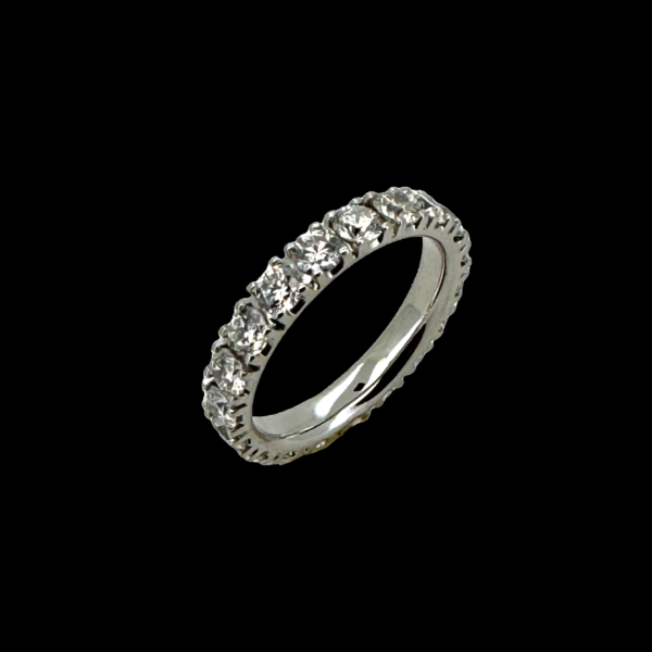 BAGUE TOUR COMPLET OR GRIS 18K SERTIE DE 19 DIAMANTS – Image 2