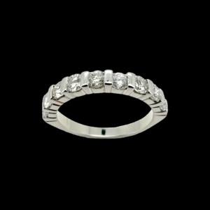 BAGUE DEMI-TOUR EN OR GRIS 750 - 9 DIAMANTS