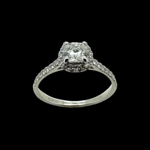 BAGUE SOLITAIRE MARTHAN LORAND EN OR GRIS 750 & DIAMANT 0,50CT. GIA