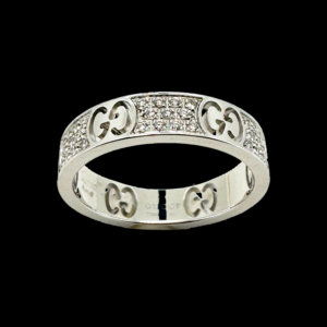 BAGUE GUCCI ICON POUDRE D'ÉTOILES OR GRIS 750 CERTIE DE 55 DIAMANTS