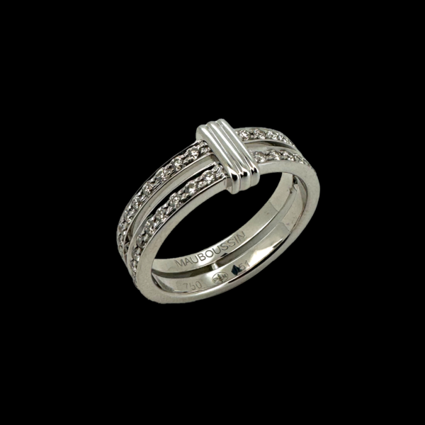 BAGUE MAUBOUSSIN ALLIANCE SUBTILE ETERNITÉ OR BLANC 750 ET DIAMANTS – Image 2