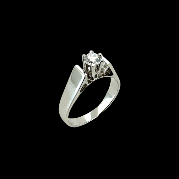 BAGUE SOLITAIRE OR GRIS 750 ET DIAMANT 0,30CT. – Image 2