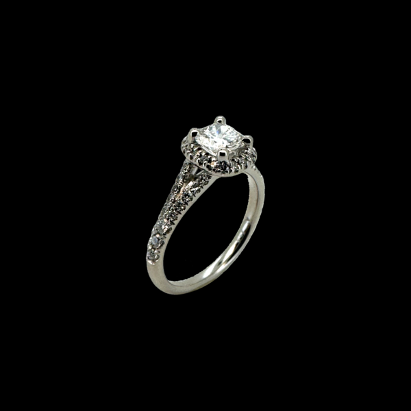BAGUE SOLITAIRE DE AGUA DE ORO OR GRIS 750 SERTIE D'UN DIAMANT TAILLE COUSSIN – Image 2
