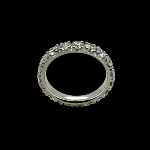 BAGUE TOUR COMPLET OR GRIS 18K SERTIE DE 19 DIAMANTS