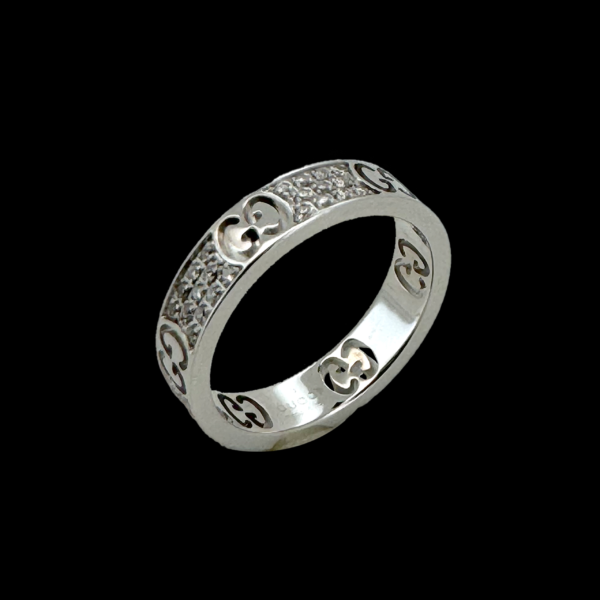BAGUE GUCCI ICON POUDRE D'ÉTOILES OR GRIS 750 CERTIE DE 55 DIAMANTS – Image 2
