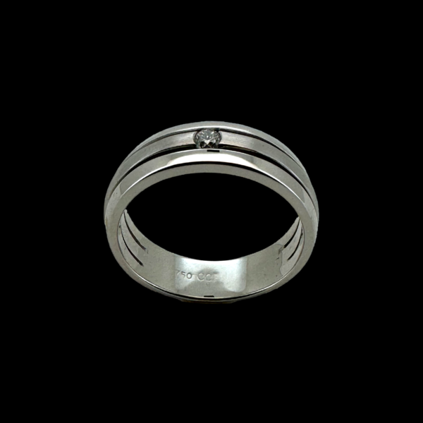 BAGUE EN OR GRIS 750 SERTIE D'UN DIAMANT DE 0,10CT – Image 2