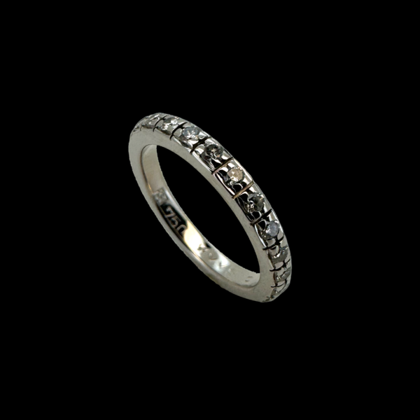 BAGUE TOUR COMPLET EN OR GRIS 18K SERTIE DE 48 DIAMANTS BLANCS – Image 3