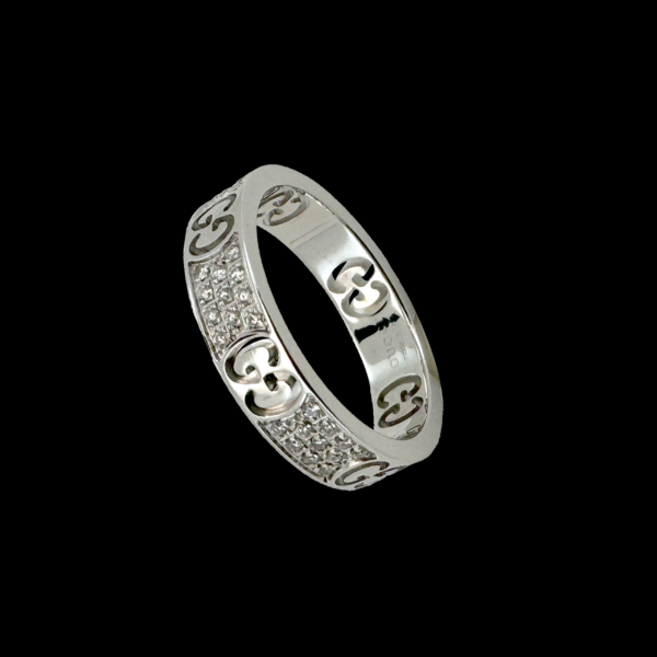 BAGUE GUCCI ICON POUDRE D'ÉTOILES OR GRIS 750 CERTIE DE 55 DIAMANTS – Image 3