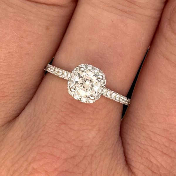 BAGUE SOLITAIRE MARTHAN LORAND EN OR GRIS 750 & DIAMANT 0,50CT. GIA – Image 5