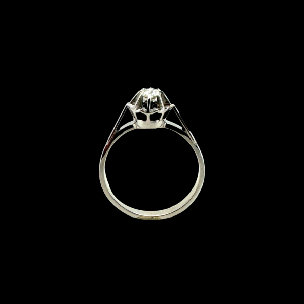 BAGUE SOLITAIRE VINTAGE DIAMANT TAILLE ANCIENNE OR GRIS 750 – Image 3