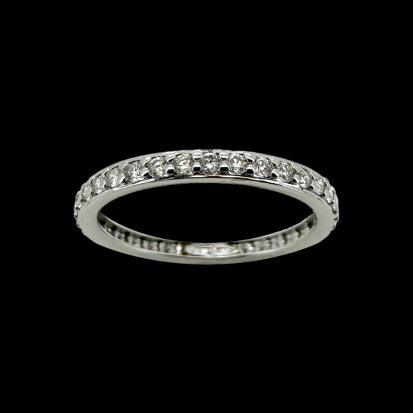 BAGUE TOUR COMPLET 18K OR GRIS SERTIE DE 36 DIAMANTS BLANC