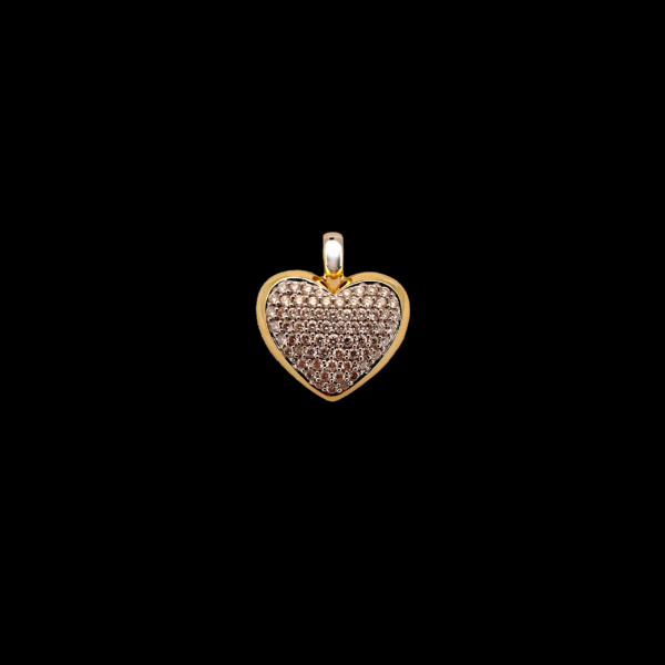 COLLIER-PENDENTIF COEUR SECRET EN OR 750 JAUNE SERTI DIAMANTS