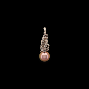 COLLIER-PENDENTIF GILBERT ALBERT SERTI PERLE DE CULTURE ET DIAMANT EN OR GRIS 750