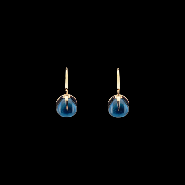 PARURE BAGUE ET BOUCLES D'OREILLES POMELLATO "VELENO" EN OR ROSE 750 ET TOPAZE BLEUE