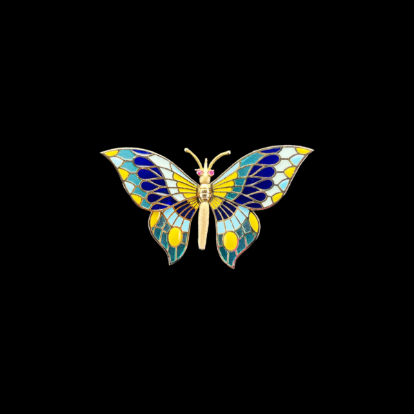 BROCHE VINTAGE PAPILLON ARTICULÉ EN OR JAUNE 18K
