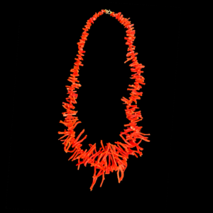 PARURE COLLIER & BOUCLES D'OREILLES EN FRANGES CORAIL ROUGE VÉRITABLE