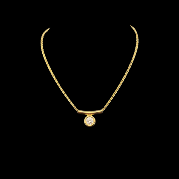 COLLIER-PENDENTIF SOLITAIRE OR JAUNE 18K ET DIAMANT