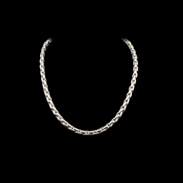COLLIER-PENDENTIF EN OR GRIS 750 MAILLE FORÇAT