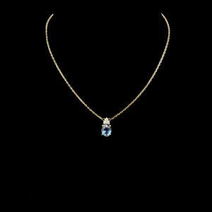 COLLIER-PENDENTIF EN OR JAUNE 750 SAPHIR ET DIAMANTS