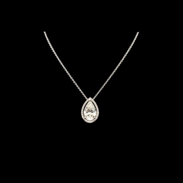 COLLIER-PENDENTIF DIAMANT POIRE 2,07 CARATS AVEC G.I.A. EN OR BLANC 750
