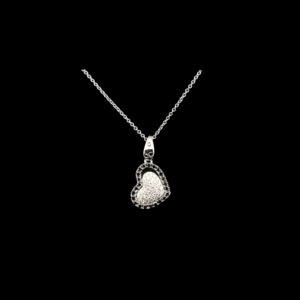 COLLIER-PENDENTIF DOUBLE COEUR DIAMANTS OR GRIS 18K