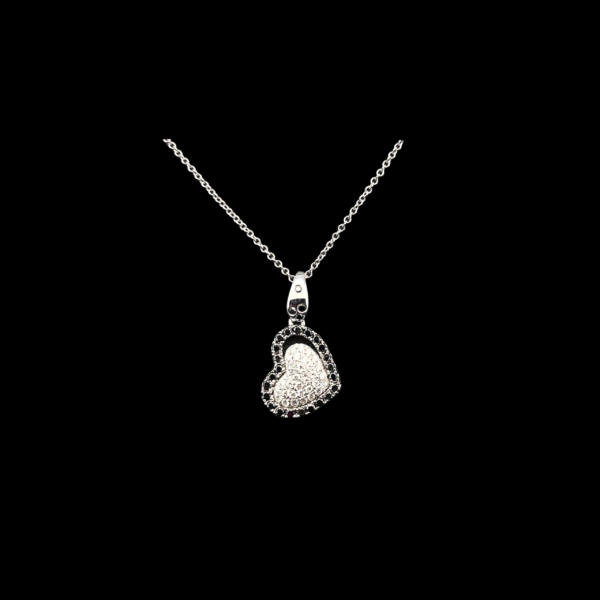COLLIER-PENDENTIF DOUBLE COEUR DIAMANTS OR GRIS 18K
