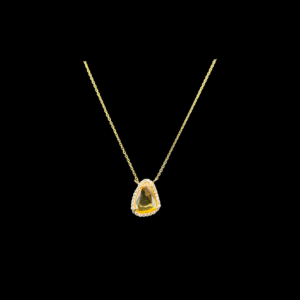 COLLIER-PENDENTIF EN OR JAUNE 750 SAPHIR JAUNE ET DIAMANTS